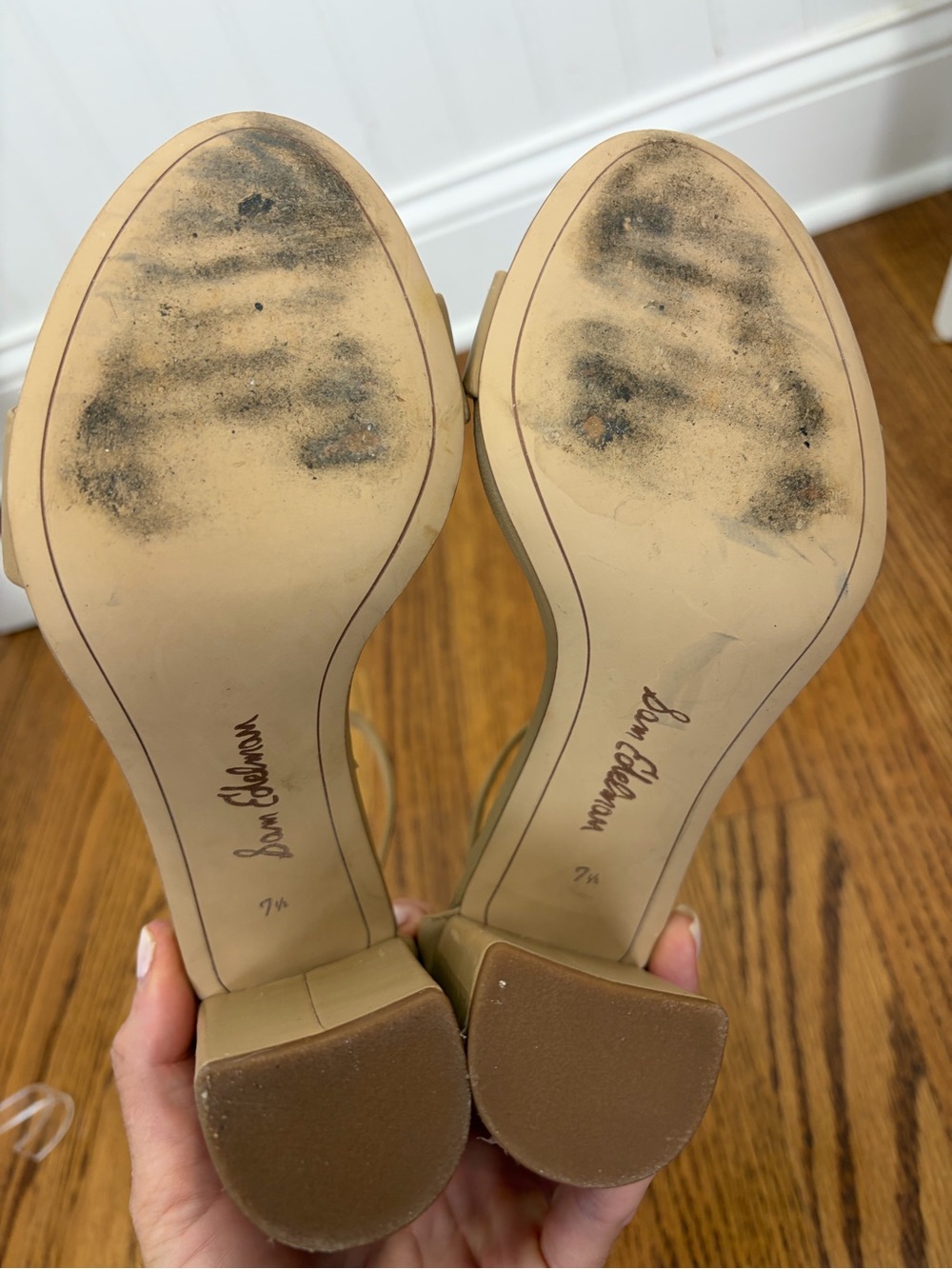 Sam Edelman 4" Yaro Nude Neutral Ankle-Strap Block Heel Sandal (7.5) - Picture 8 of 9